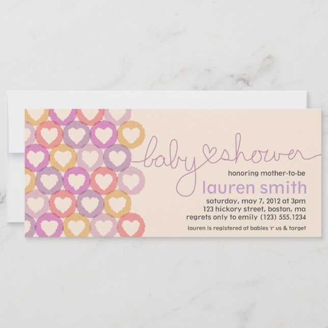 Baby Shower Heart Invitation Girl (Front)