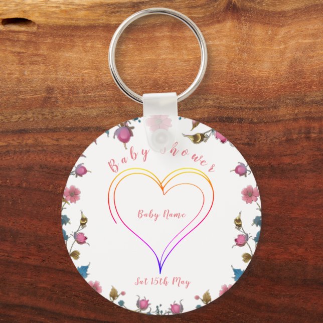 Baby Shower Heart  Key Ring (Front)