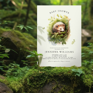 Baby Shower Hedgehog Whimsical Watercolor Invitation