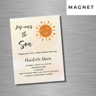 Baby Shower here comes the son sunshine luxury Magnetic Invitation