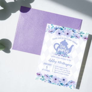 Baby Shower High Tea Purple and Blue Invitation