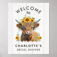 Baby Shower Highland Cow Welcome Sign
