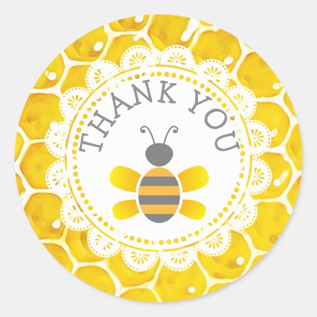 Baby Shower Honeybee Thank You Honeycomb Stickers (Front)