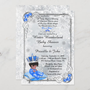 Baby Shower honouring BOY,Prince Boy,Silver & Blue Invitation