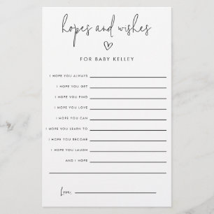 Baby Shower Hopes and Wishes Advice Paper Cards