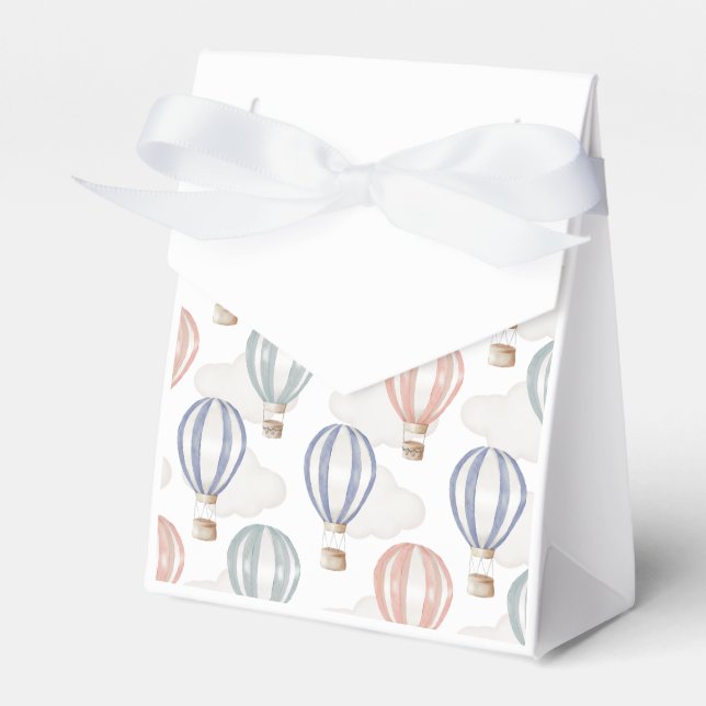 Baby Shower Hot Air Balloons Gender Neutral Favour Box (Front Side)