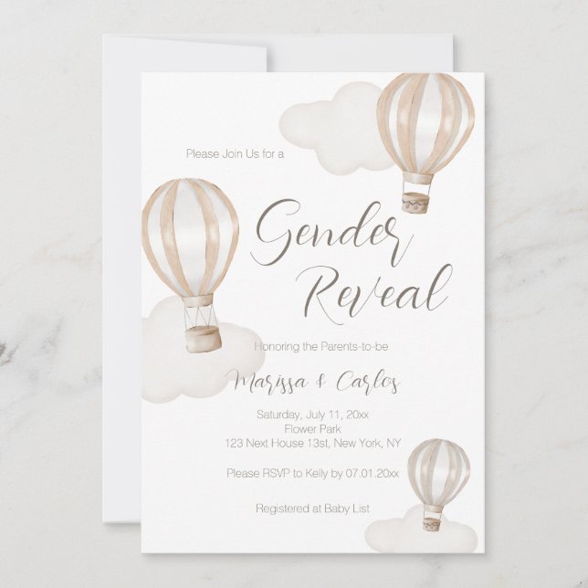 Baby Shower Hot Air Balloons Gender Neutral Invitation (Front)