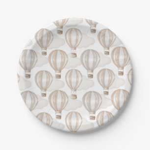 Baby Shower Hot Air Balloons Gender Neutral Paper Plate