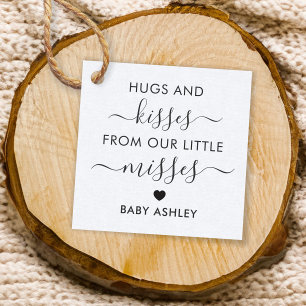 Baby Shower Hugs and Kisses Tag, Baby Girl, Kraft Favour Tags