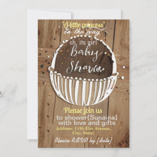 baby shower i wood textured invitation Card