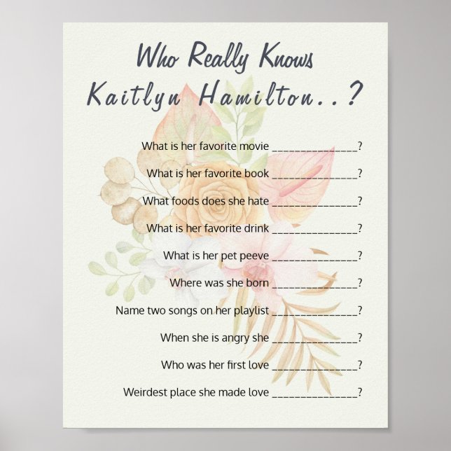 ✨  Baby Shower Ice-Breaker Question Game  Poster (Front)