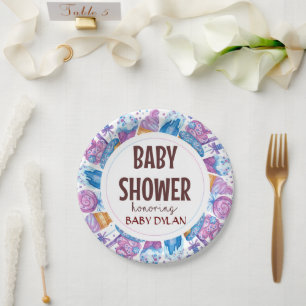 Baby Shower Ice-cream  Watercolor Art Paper Plate
