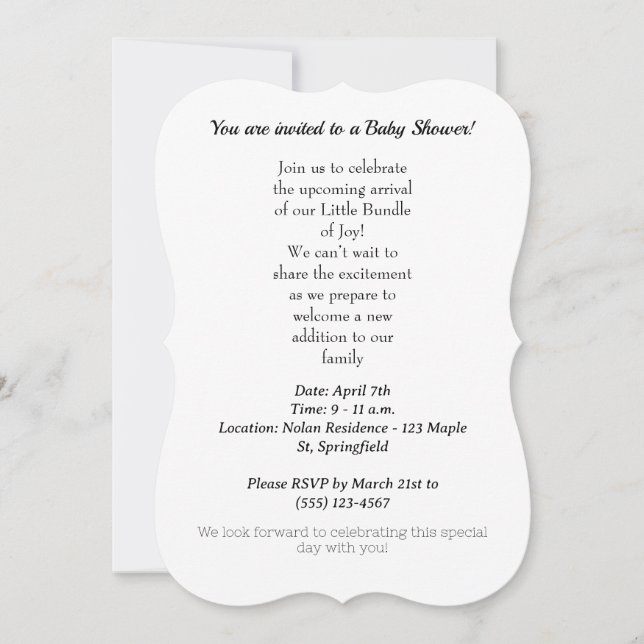 Baby shower invitation  (Front)
