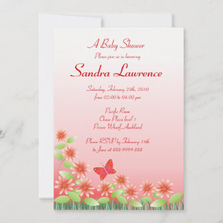 Baby shower invitation: 004 Daisy & Butterfly Invitation