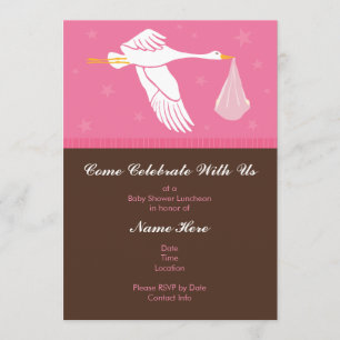 Baby Shower Invitation 5x7 - Pink and Brown