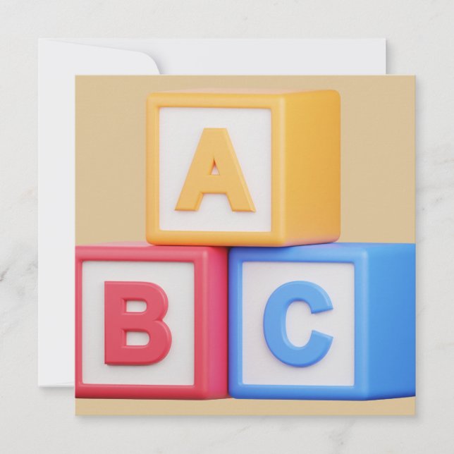 Baby Shower Invitation- Alphabet Blocks Invitation (Front)