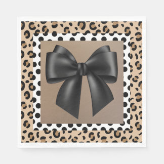 Baby Shower Invitation- Animal Print- Bow Luncheon Napkin