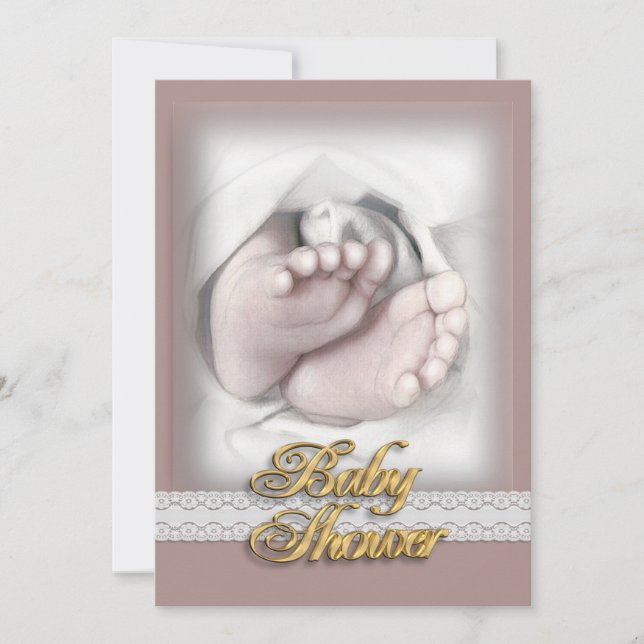 Baby Shower invitation baby feet sketch (Front)
