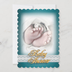 Baby Shower invitation baby feet sketch