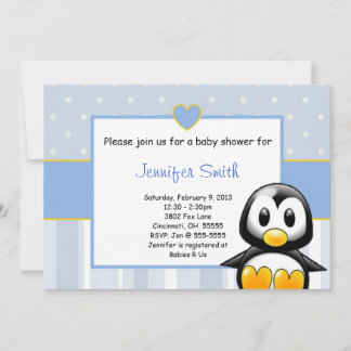 Baby Shower Invitation - Baby Penquin Heart