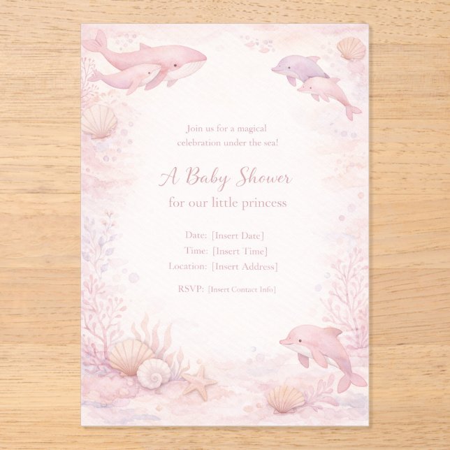 baby shower invitation baby shower girl pink baby  (Front)