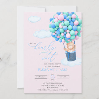Baby Shower Invitation Bear We can Bearly Wait! 