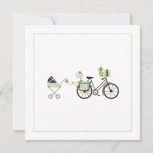 Baby Shower Invitation - Bicycle and Baby Carriage