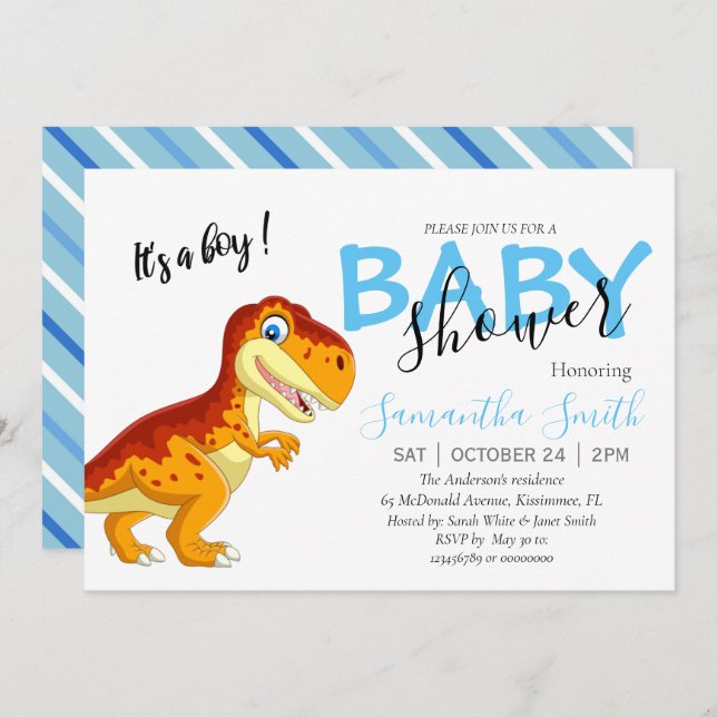 Baby Shower invitation, boy Invitation (Front/Back)