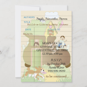 Baby Shower Invitation "Build-a-Library" Pink