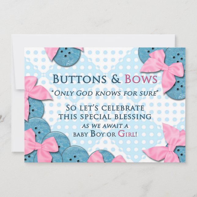 Baby Shower Invitation - Buttons & Bows (Front)