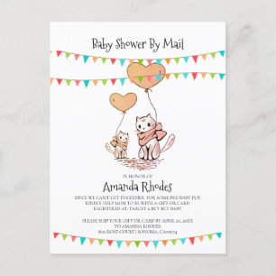Baby Shower Invitation By Mail Mum Baby Cats White Postcard