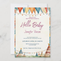 Baby Shower Invitation Charming Teepees