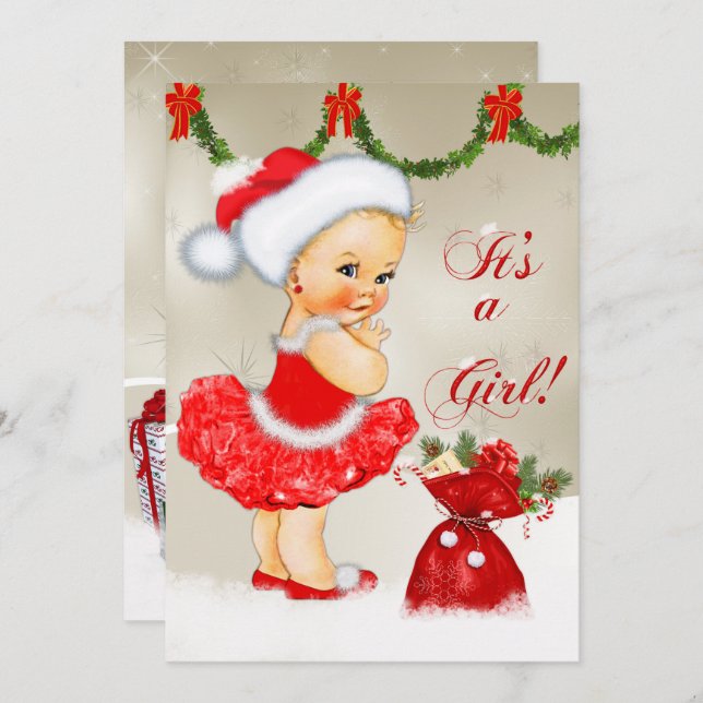 Baby Shower Invitation, Christmas Baby Shower Invitation (Front/Back)
