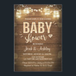 Baby shower invitation Coed Rustic Wood Mason Jars<br><div class="desc">♥ A fun and rustic baby shower invitation! All details are HAND-DRAWN so you can be sure this design is one-of-a-kind. It's beautiful string lights and mason jars fit any party style and its bohemian and rustic look makes it fresh and perfect for your party decor. Designed to match our...</div>