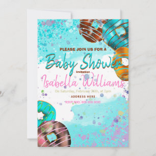 Baby shower invitation colourful doughnuts