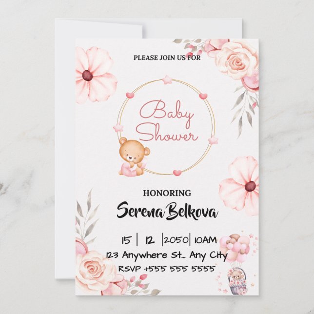 Baby Shower Invitation - Cute  Theme (Front)