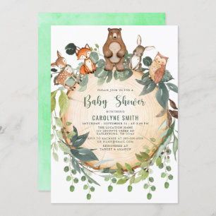 Baby Shower Invitation Cute Woodland Animals Rusti