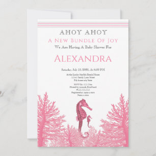 Baby Shower invitation Dusty Rose  Pink Girl Nauti