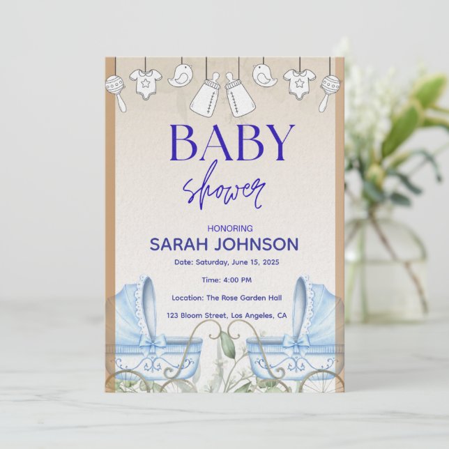 Baby Shower Invitation | Elegant Floral (Standing Front)