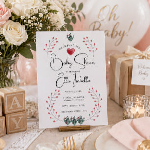 Baby Shower Invitation Elegant Heart Floral