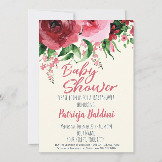 Baby Shower Invitation Floral (Front)