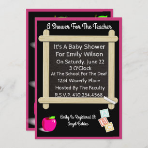 Baby Shower Invitation For A Teacher w/Apples