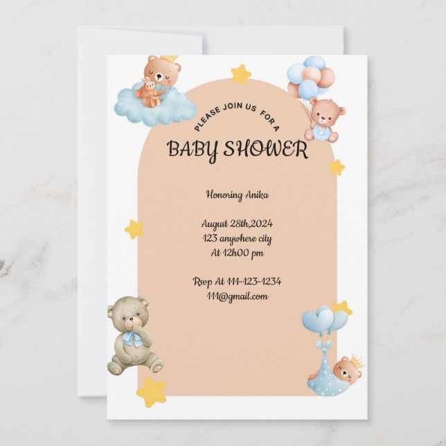 BABY SHOWER INVITATION for boys (Front)