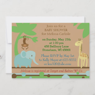 Baby Shower Invitation for Jungle or Zoo theme
