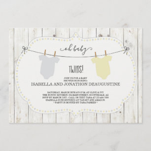 Baby Shower Invitation for Twins - Gender Neutral