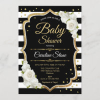 Baby Shower Invitation Gold Black White