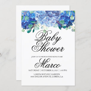 Baby shower invitation hydrangea