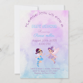 "Baby Shower Invitation in Purple & Light Blue"