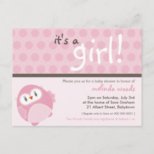 BABY SHOWER INVITATION :: it's a girl owl 4