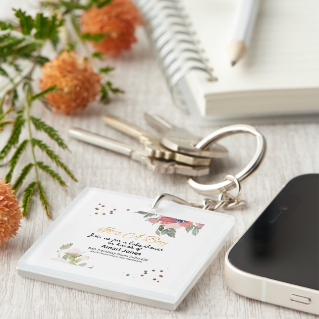 Baby Shower Invitation Key Ring (Front Right)